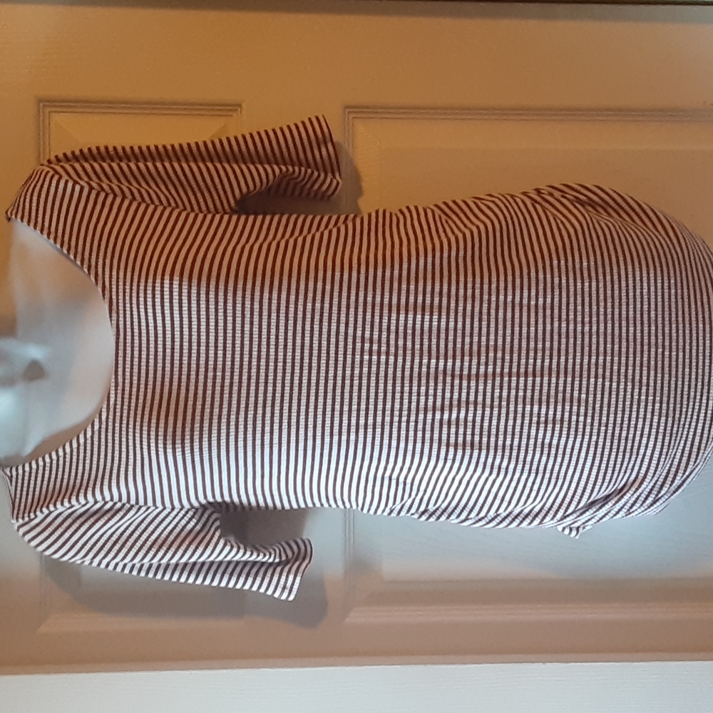 ISABEL BROWN AND WHITE STRIPED  MATERNITY TOP